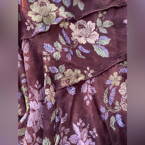 Free People Milly Asymmetrical Floral Mini Skirt Copper Brown Size XS NWOT - Picture 6 of 8